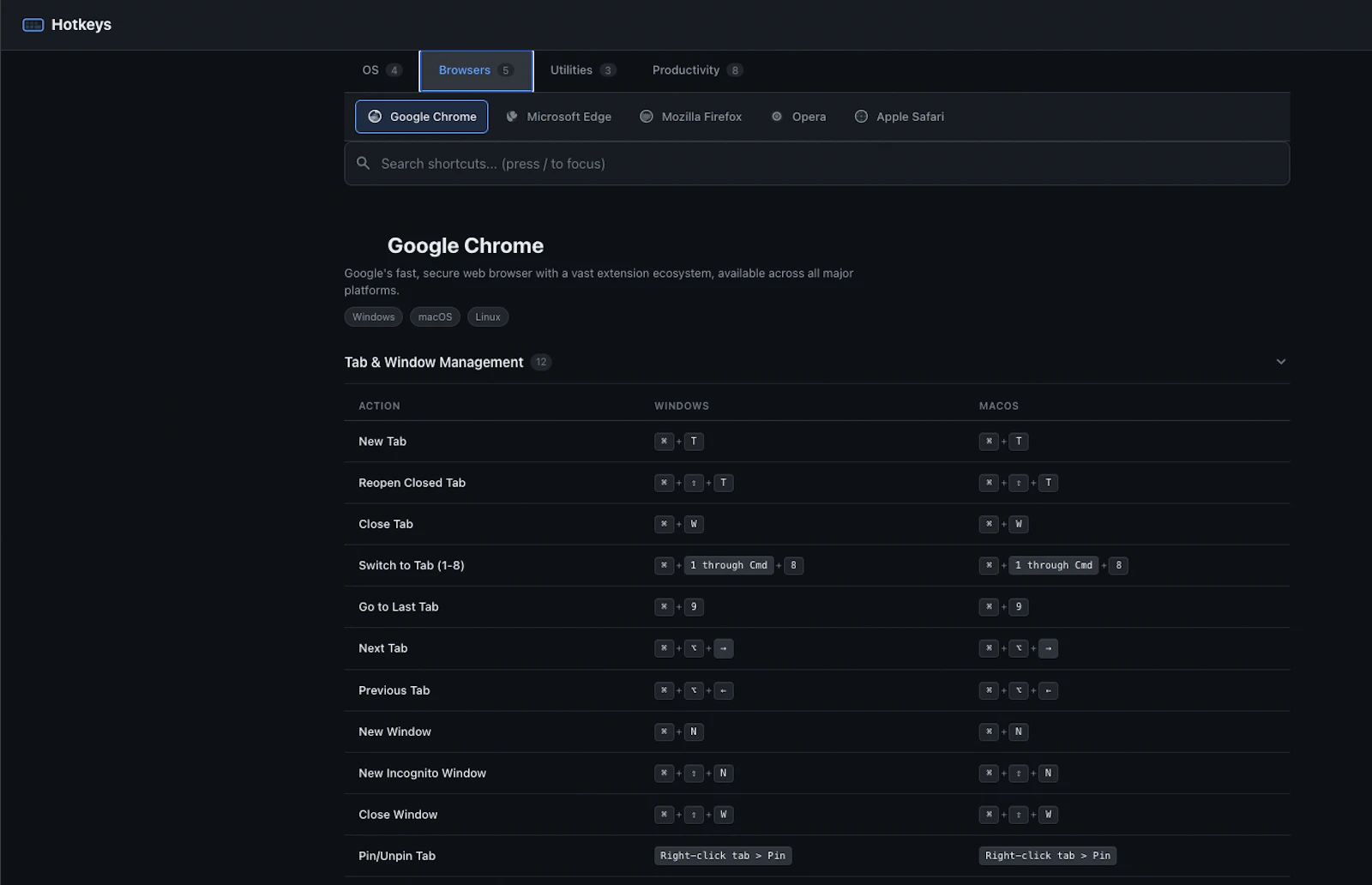 Hotkeys Reference screenshot 2
