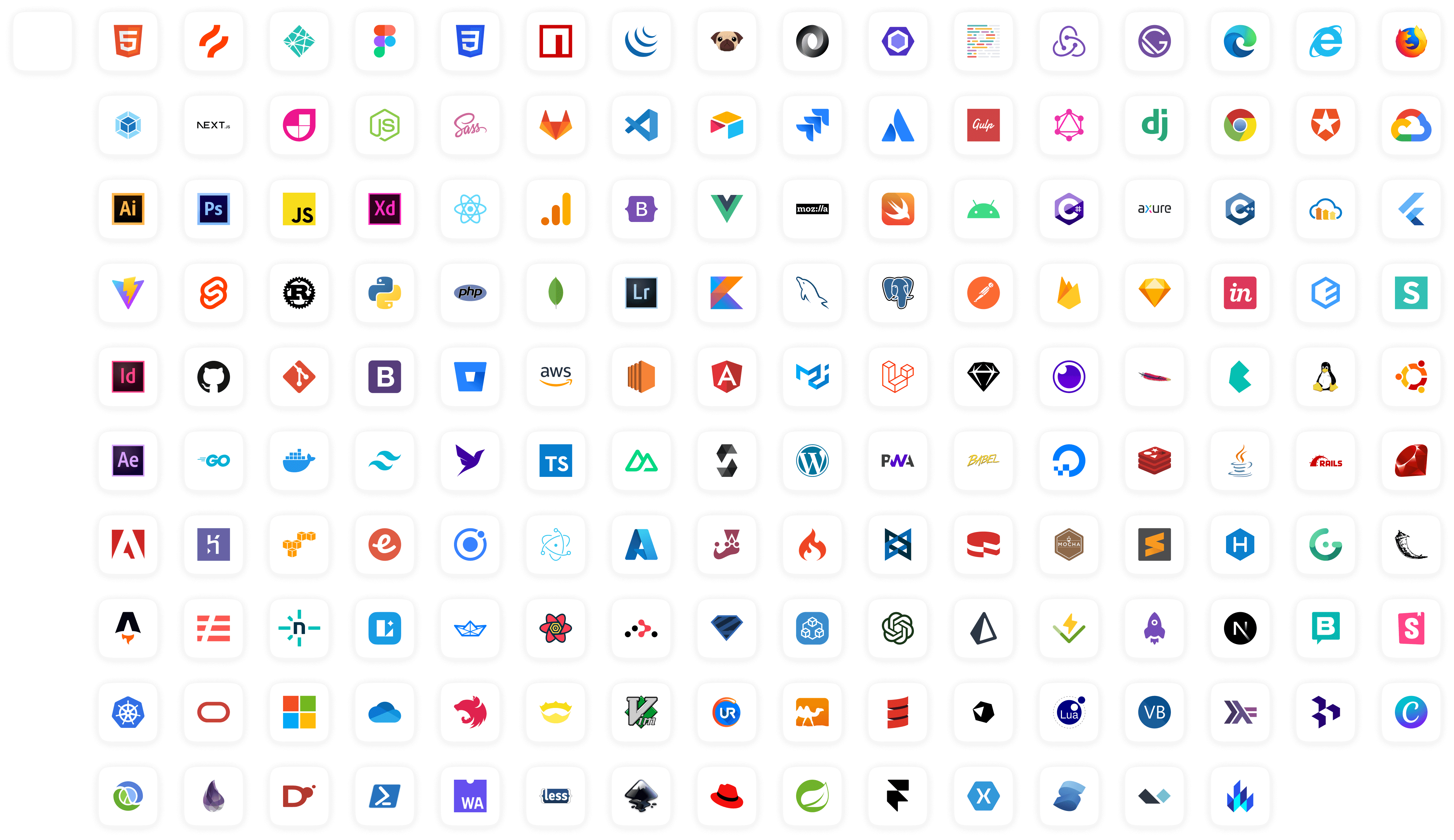Média Icônes de pile technologique et icônes de pile de conception - 150 Logos SVG originaux des piles de technologie et de conception les plus utilisées 3