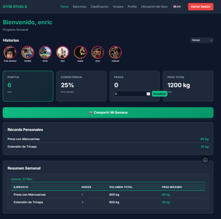 Gym Rivals - Main product screenshot demonstrating key features and user interface
