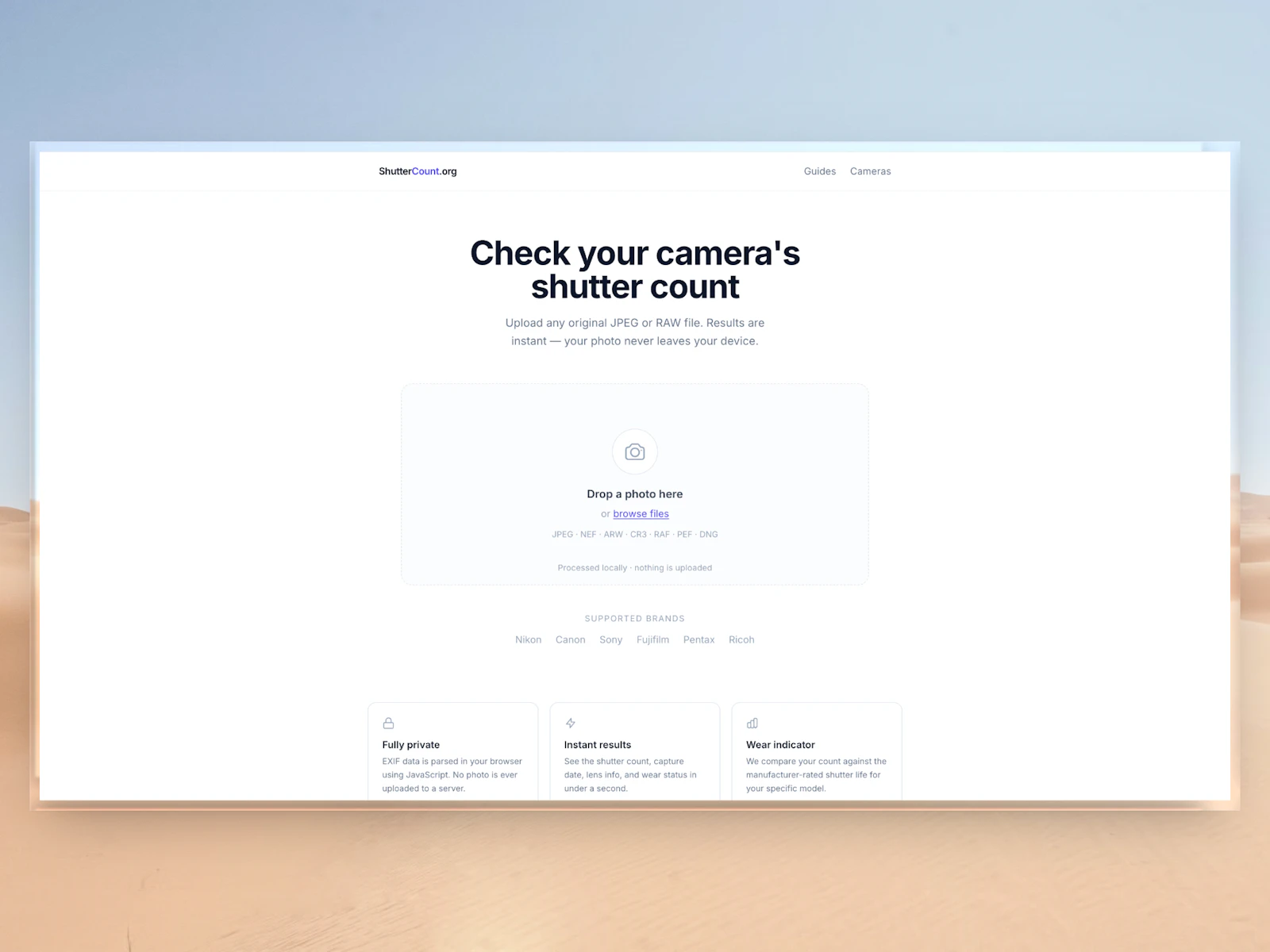 ShutterCount.org screenshot 1