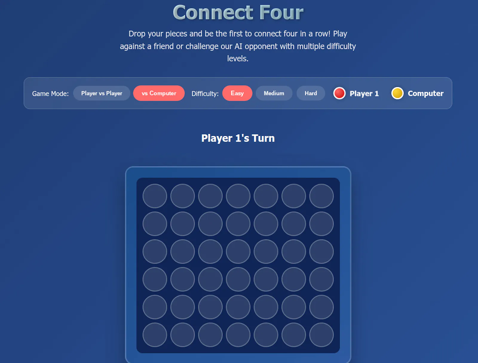 Free Connect Four Game screenshot 1