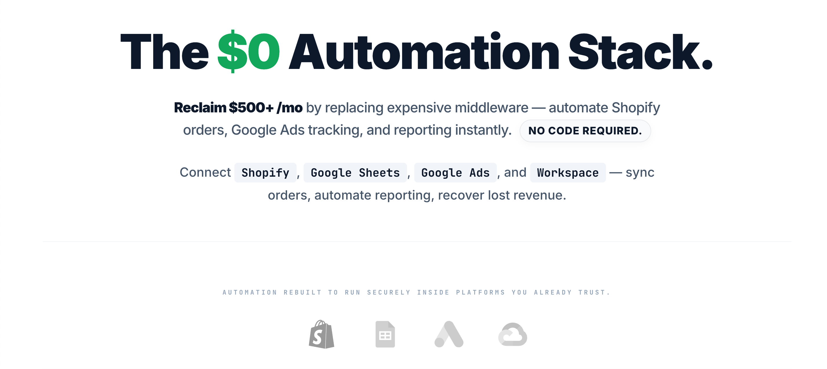 $0 Shopify App Replacement - Main product screenshot demonstrating key features and user interface