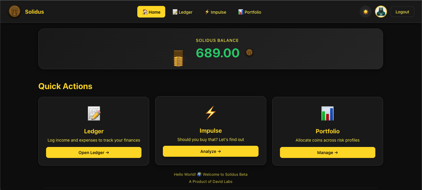 Solidus - Screenshot 2 showing product features and functionality