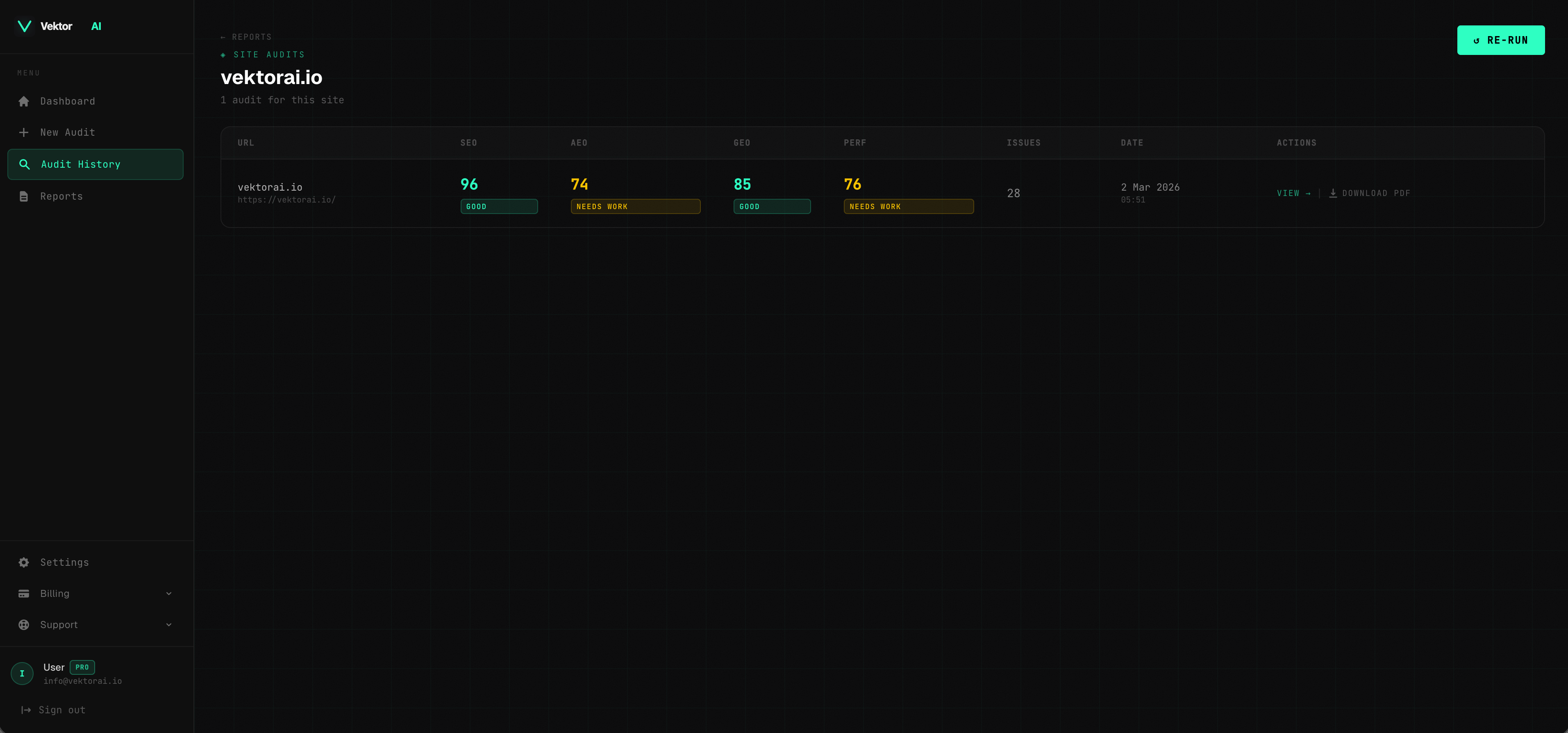 VektorAI — AI Visibility Audit Tool - Screenshot 5 showing product features and functionality