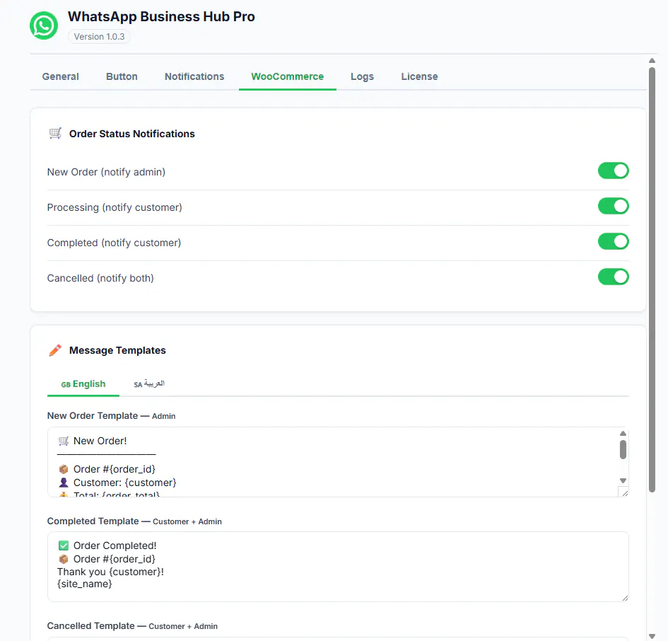 WooCommerce WhatsApp & Telegram Hub gallery image