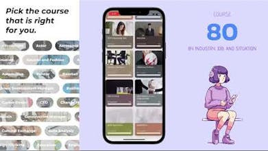 Interface d&rsquo;application mobile montrant un parcours personnalisé d&rsquo;apprentissage de la langue anglaise avec un système de « learning » en temps réel.