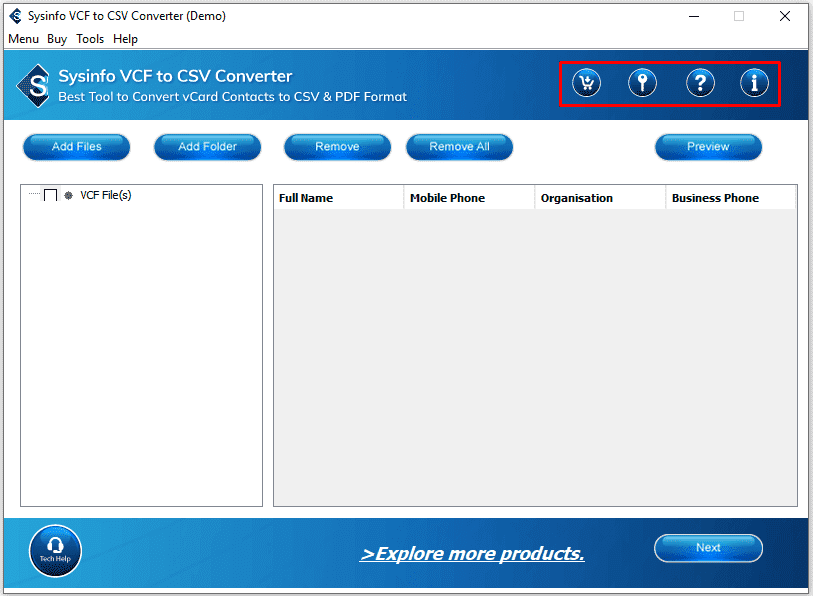SYSINFO VCF에서 CSV 변환기 - VCF를 CSV로 변환하기위한 Sysinfo VCF에서 CSV 변환기 도구 미디어 1