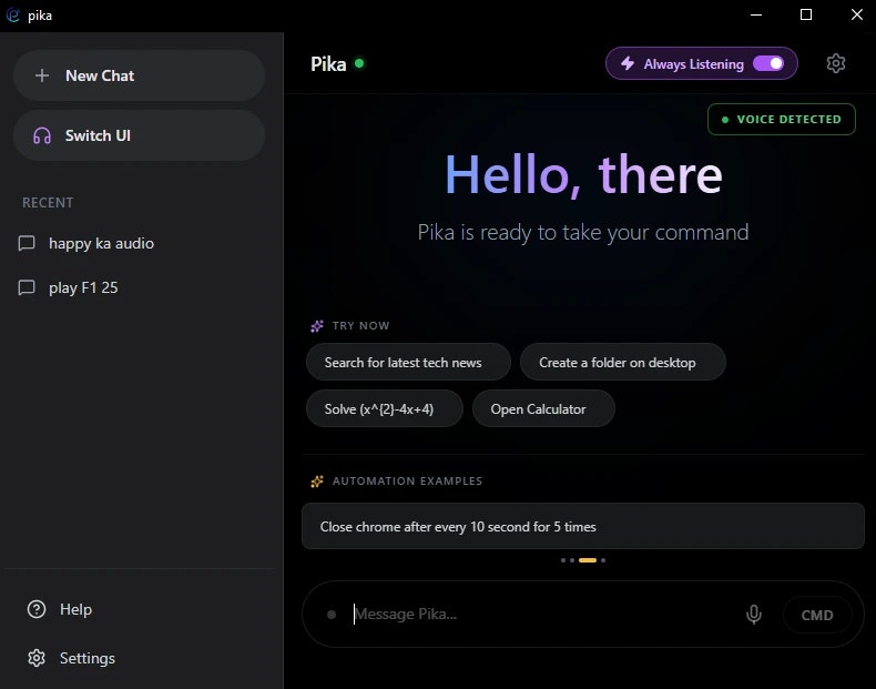Pika Voice - Control Your PC with Voice - Screenshot 2 showing product features and functionality