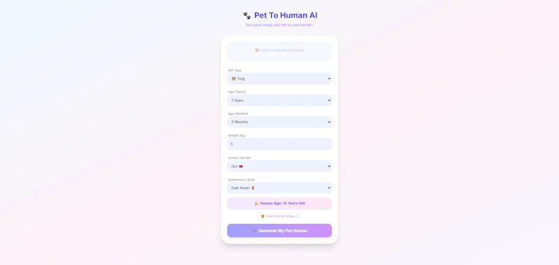 Pet2Human: Your Pet’s Human Self screenshot 1
