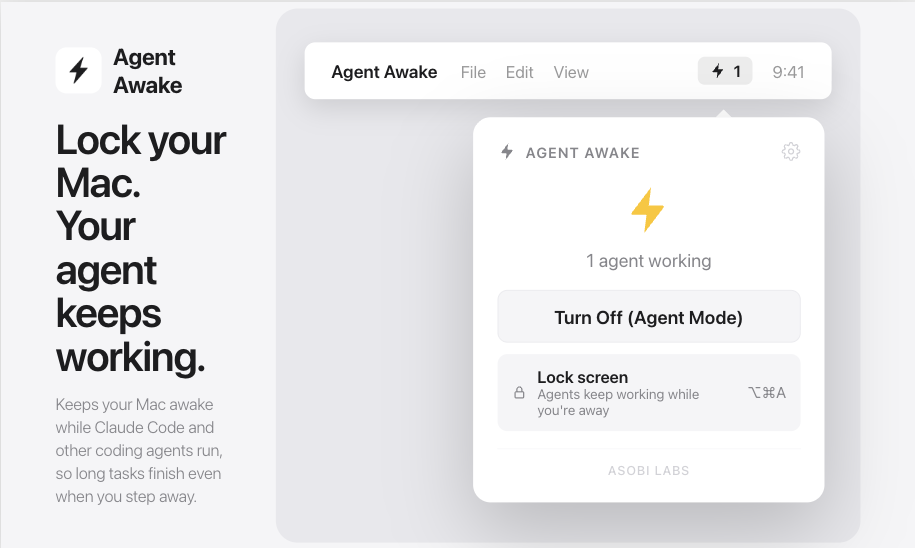 Agent Awake ( Menu Bar App) gallery image