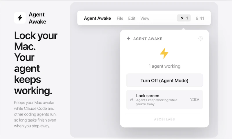Agent Awake ( Menu Bar App) screenshot 1