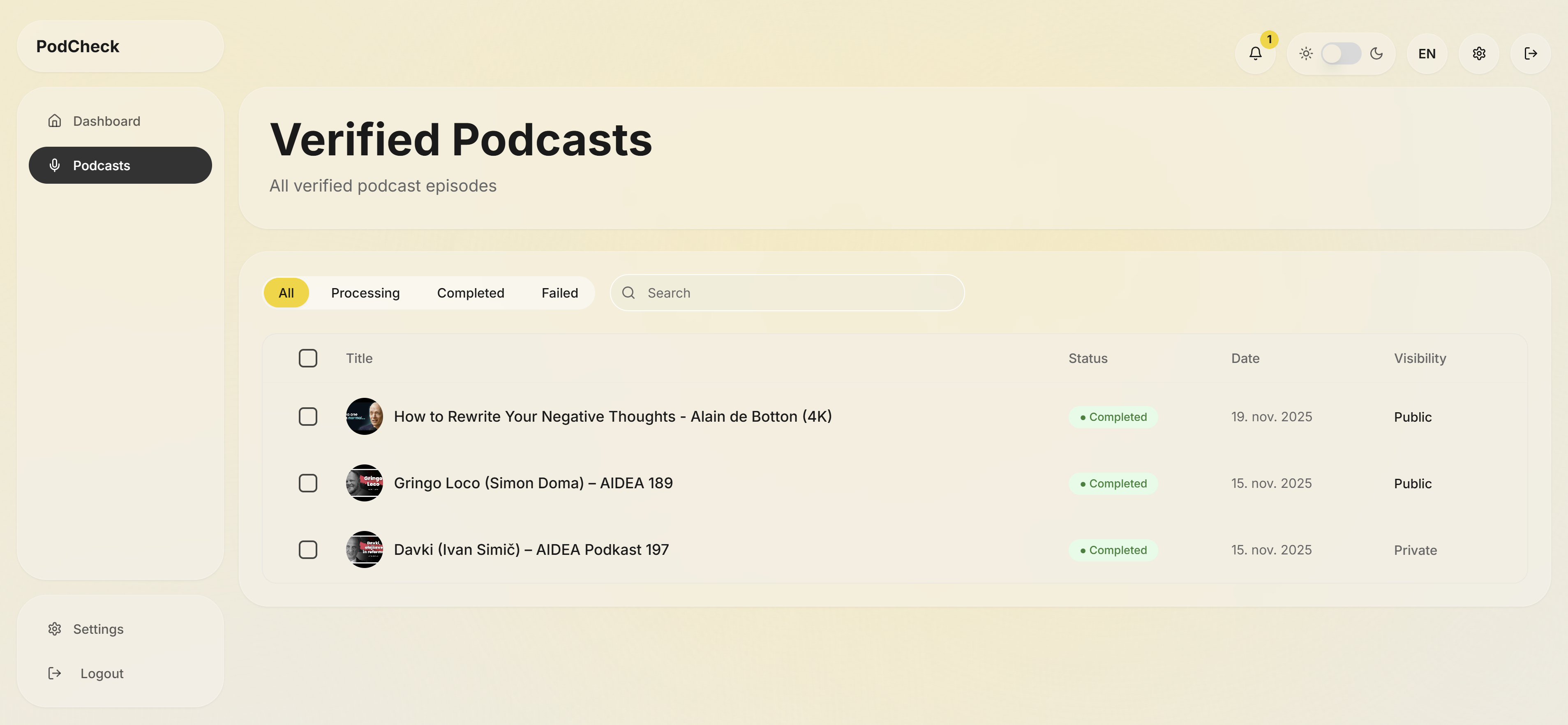 PodCheck - Screenshot 3 showing product features and functionality