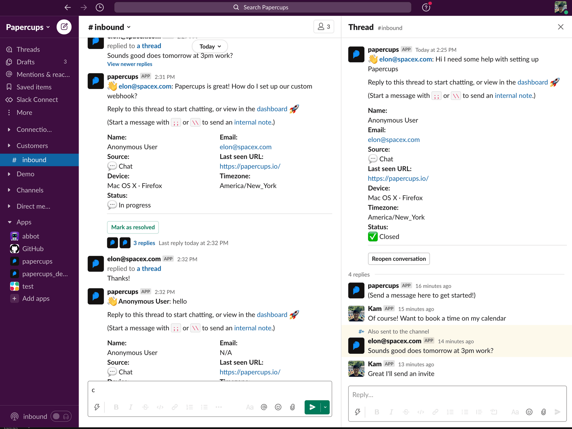 Papercups: Shared Inbox gallery image