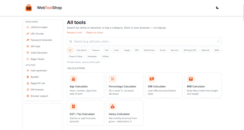 Webtoolshop screenshot 2