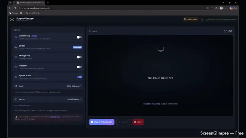 ScreenGlimpse screenshot 1 (video preview)