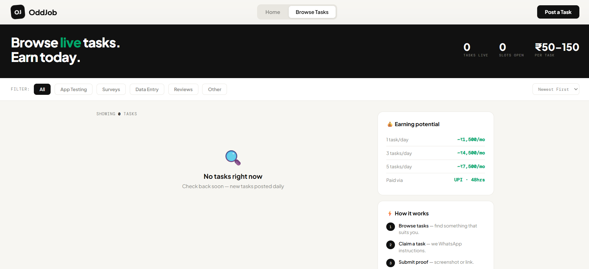 OddJob — Small Tasks. Real Money. gallery image