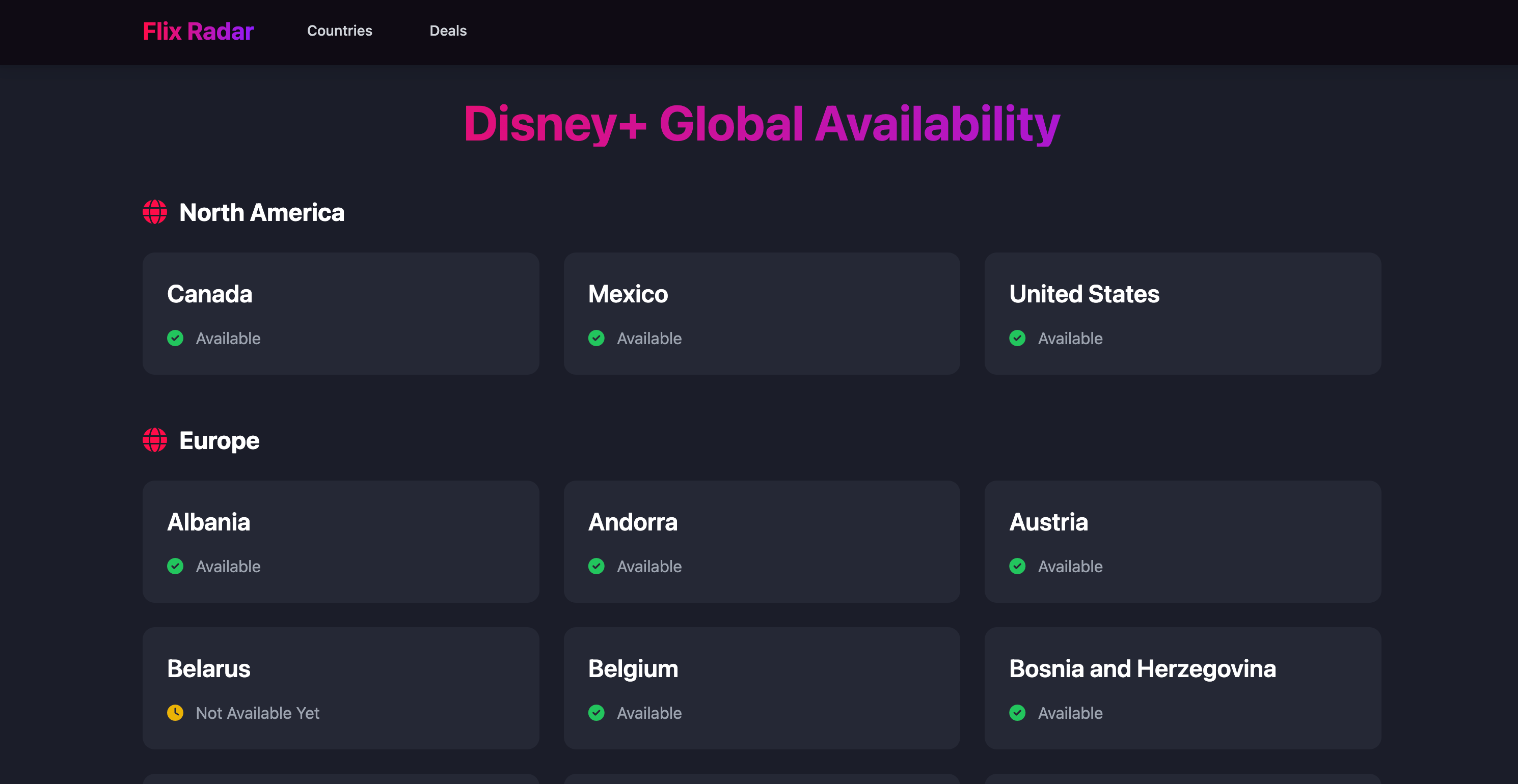 Mídia 1 de Flix Radar - Ofertas ativas de VOD e Disney - Em que países a Disney está disponível e com desconto?