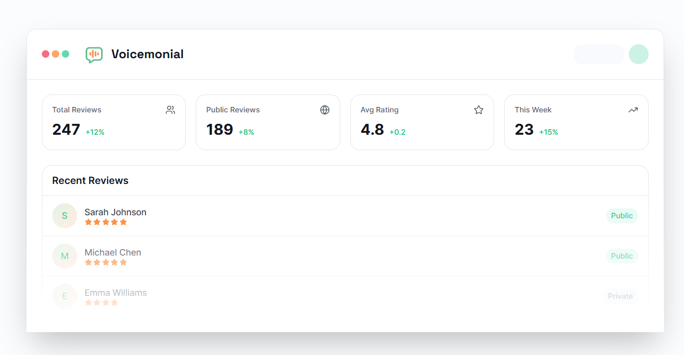 Voicemonial - Screenshot 3 showing product features and functionality