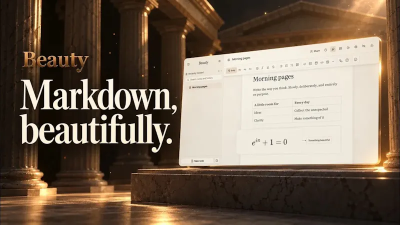 Beauty - Beautiful markdown notes screenshot 1 (video preview)