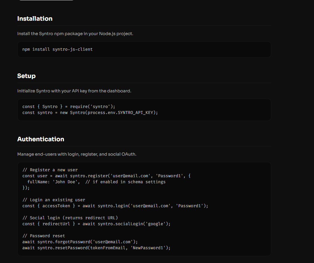 Syntro - Auth, Billing & stats for Devs - Screenshot 3 showing product features and functionality