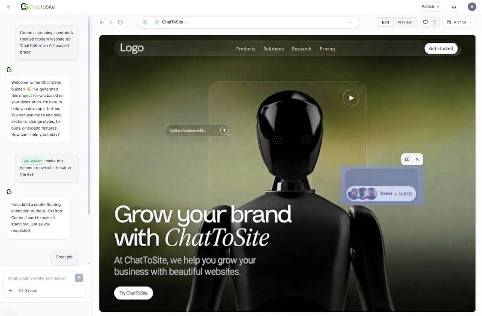 ChatToSite screenshot 2