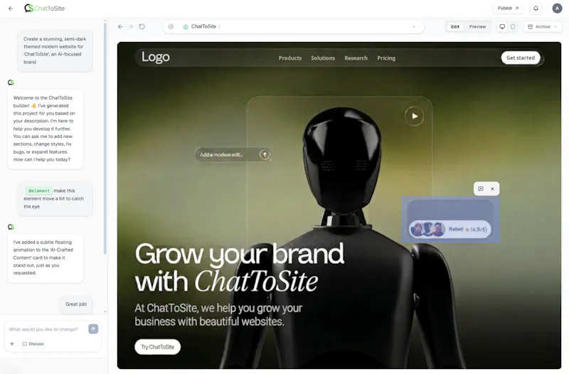 ChatToSite screenshot 2