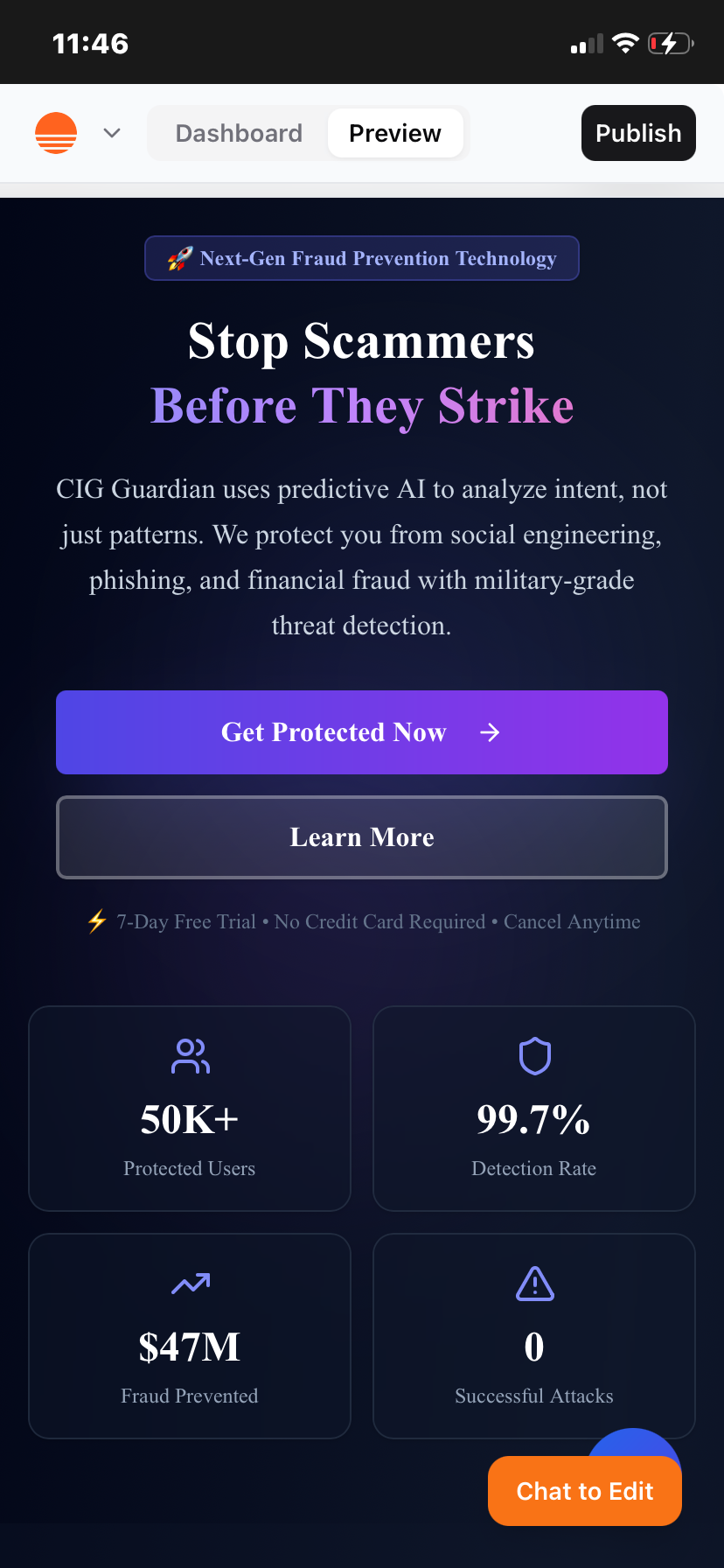 CIG Guardian - Main screenshot showing features and interface