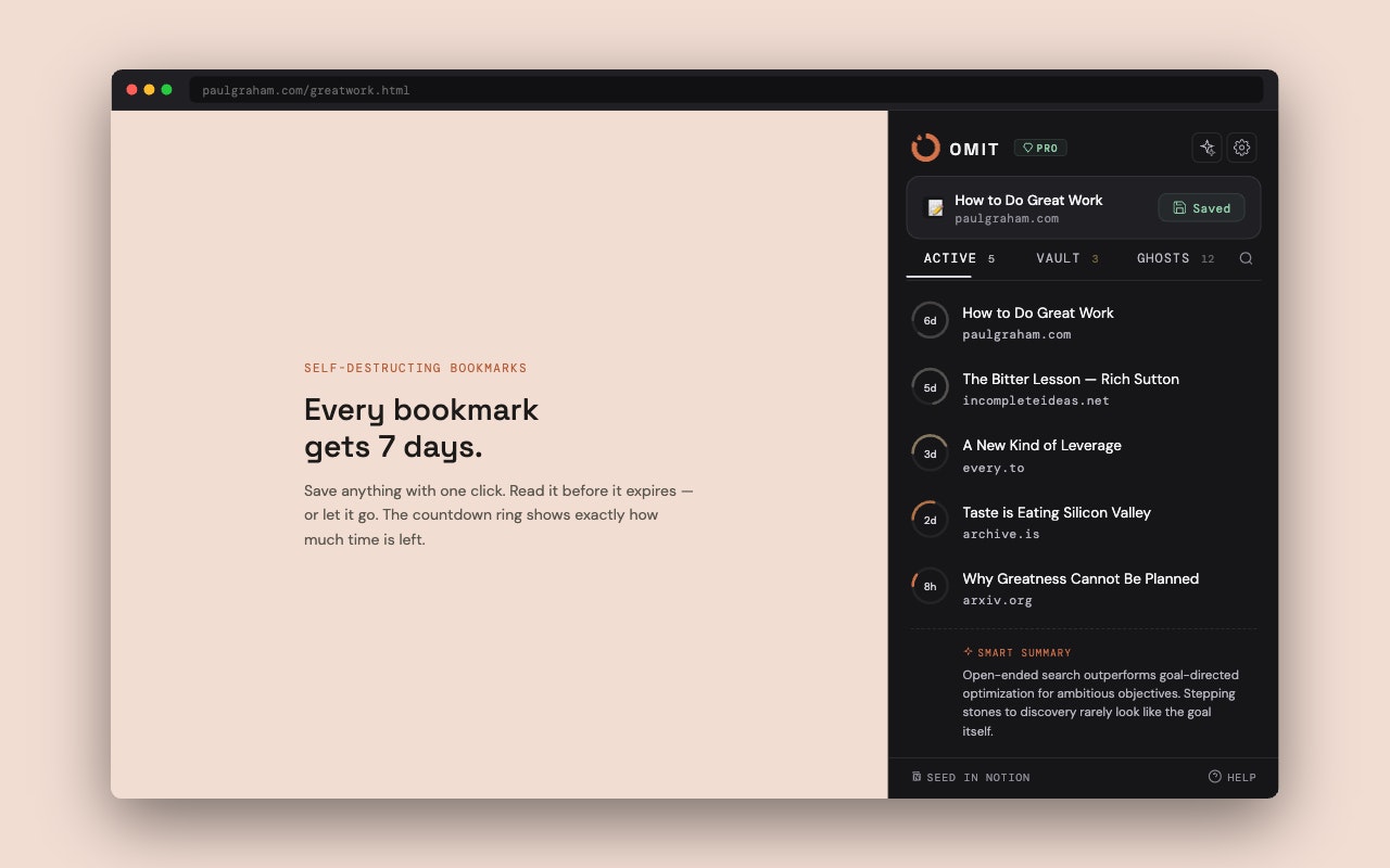 Omit - Self-destructing bookmarks gallery image