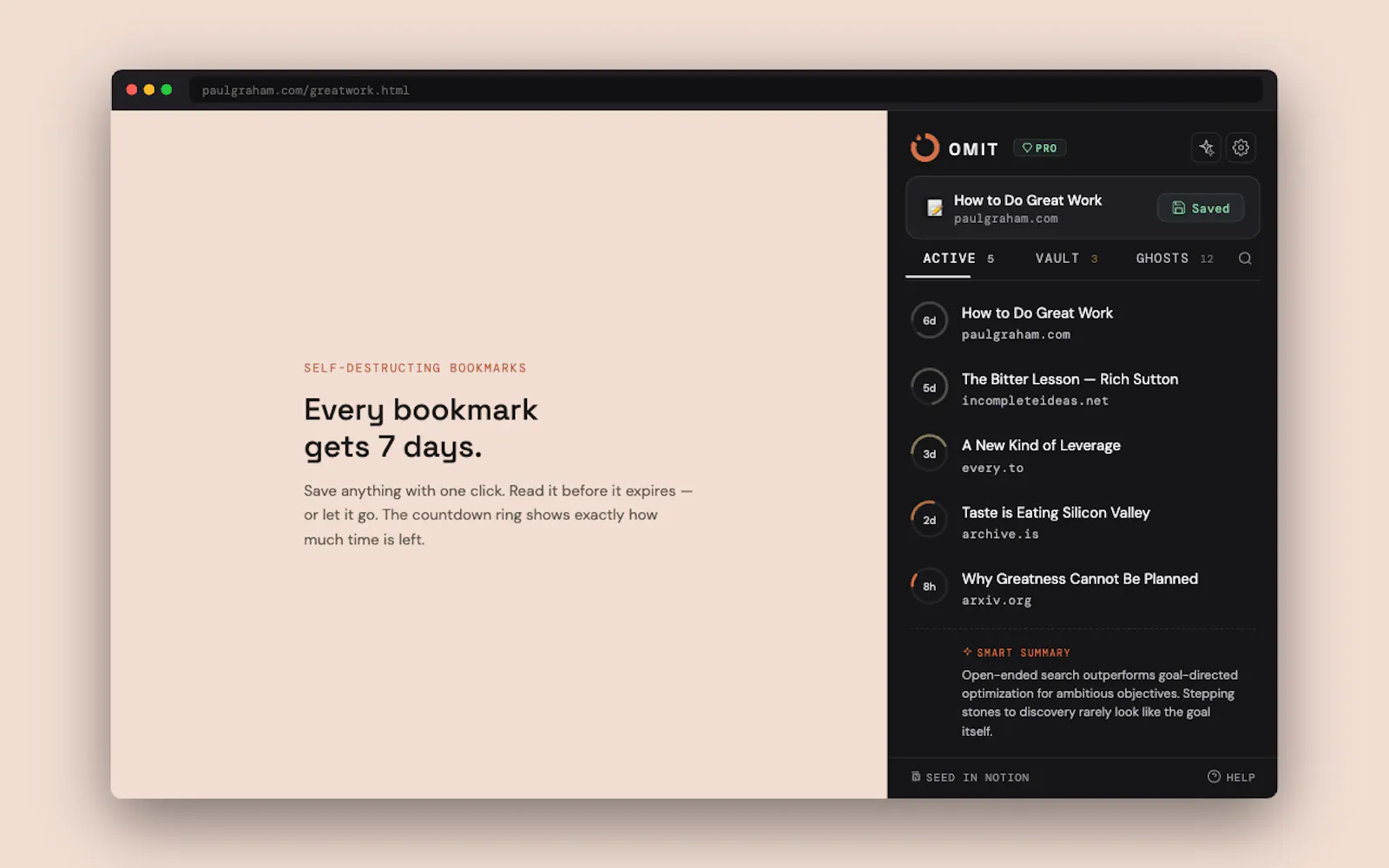 Omit - Self-destructing bookmarks screenshot 2