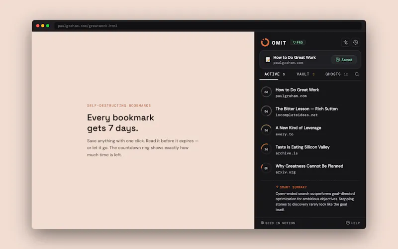 Omit - Self-destructing bookmarks screenshot 2