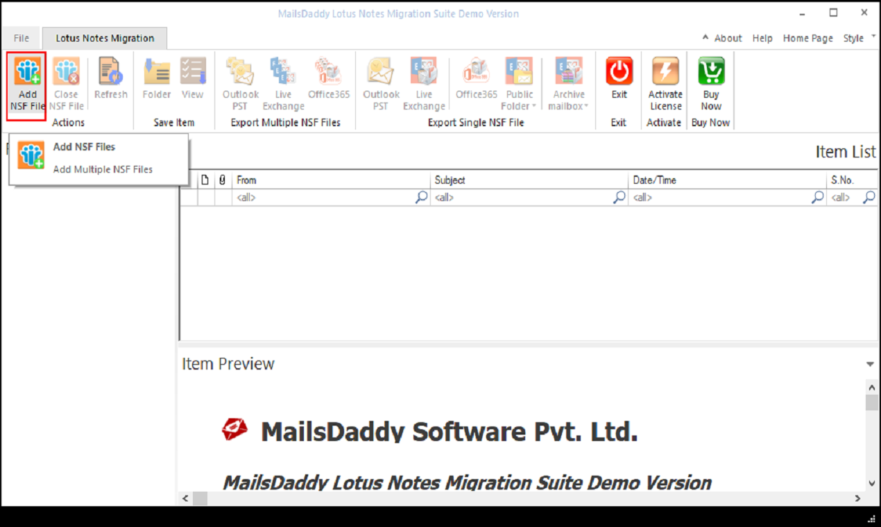 Mailsdaddy Lotus Notes迁移套件 - 将荷花笔记出口到Outlook的完美实用性媒体1
