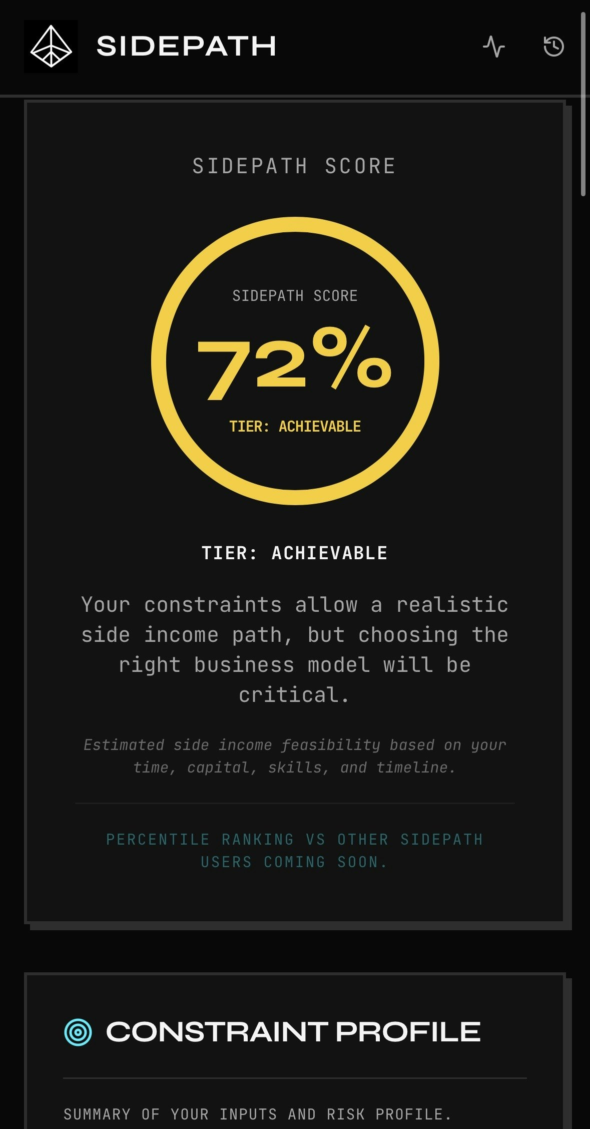Sidepath — Find the right side hustle - Screenshot 3 showing product features and functionality