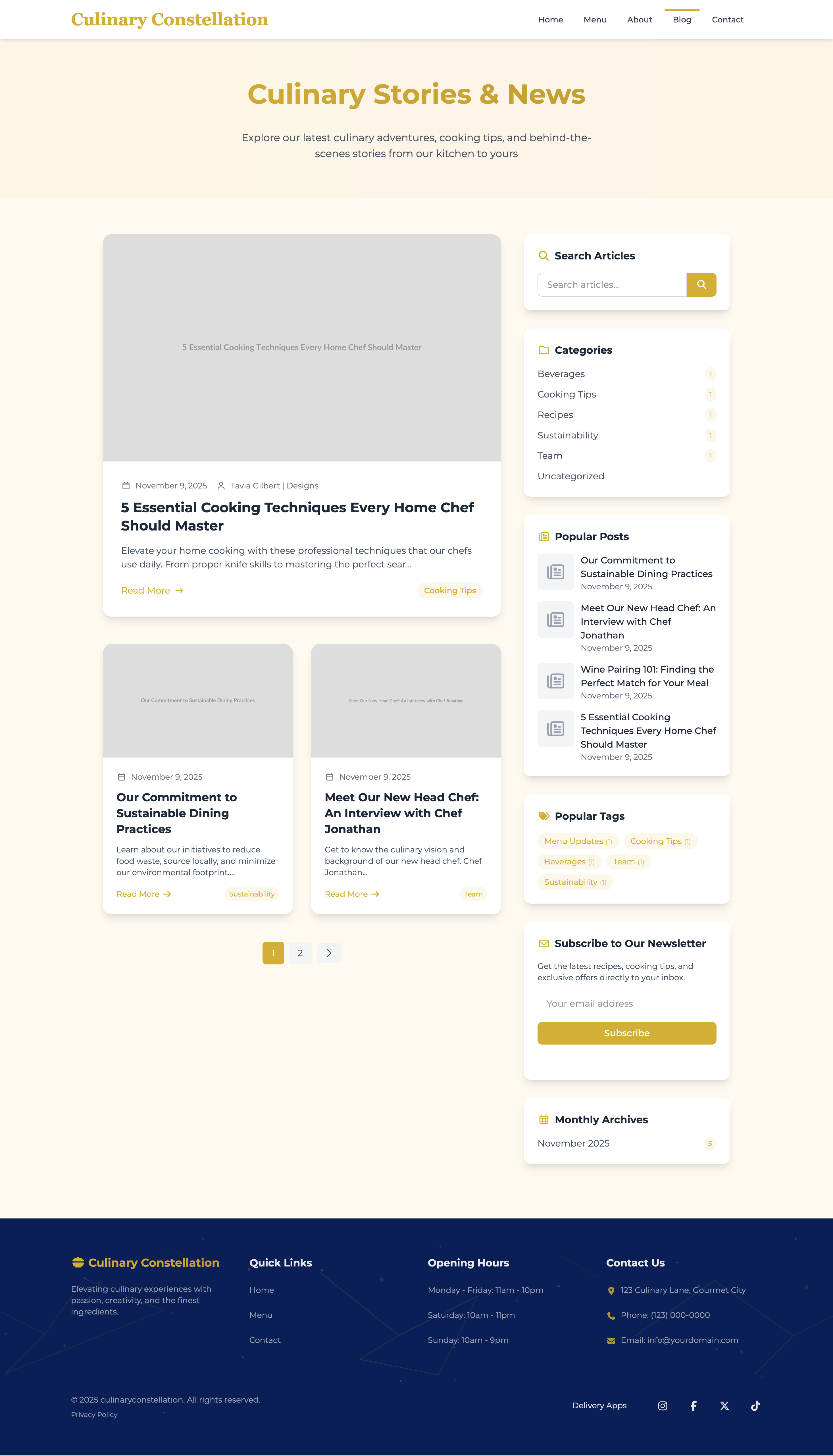 Culinary Constellation WordPress Theme - Screenshot 4 preview