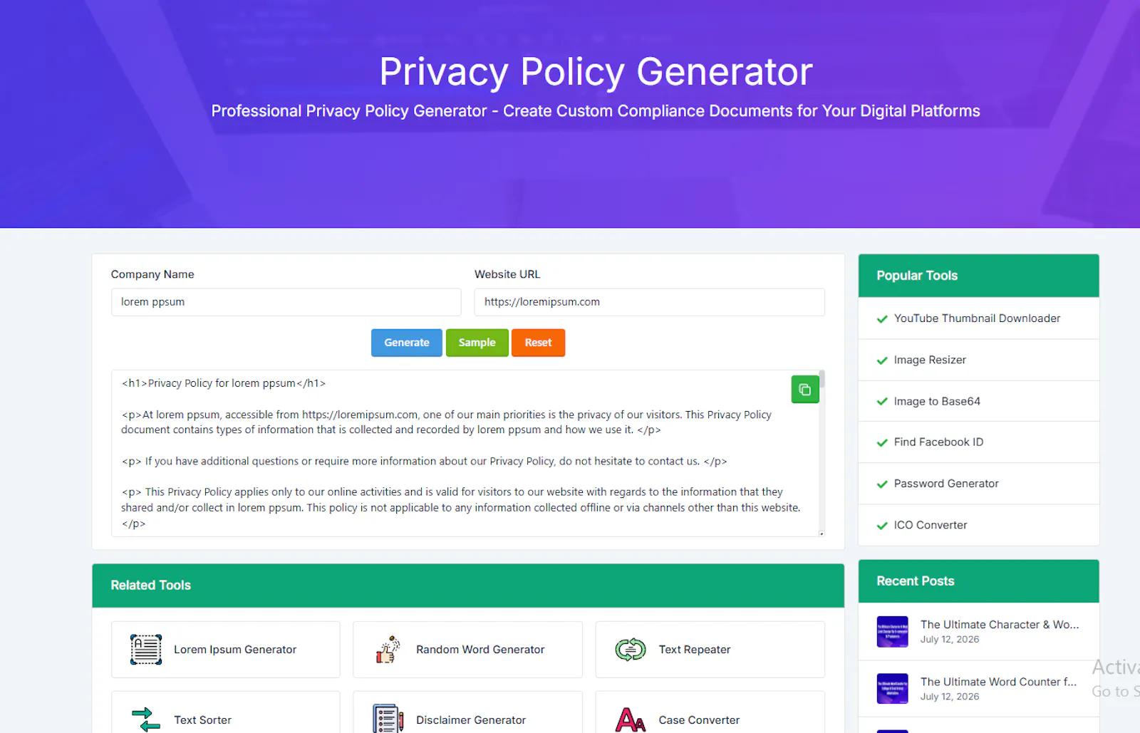 Privacy Policy Generator screenshot 1