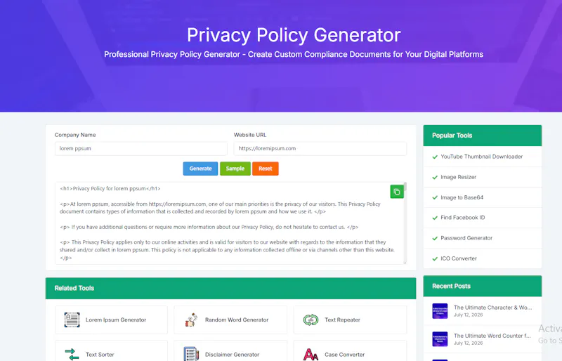 Privacy Policy Generator screenshot 1