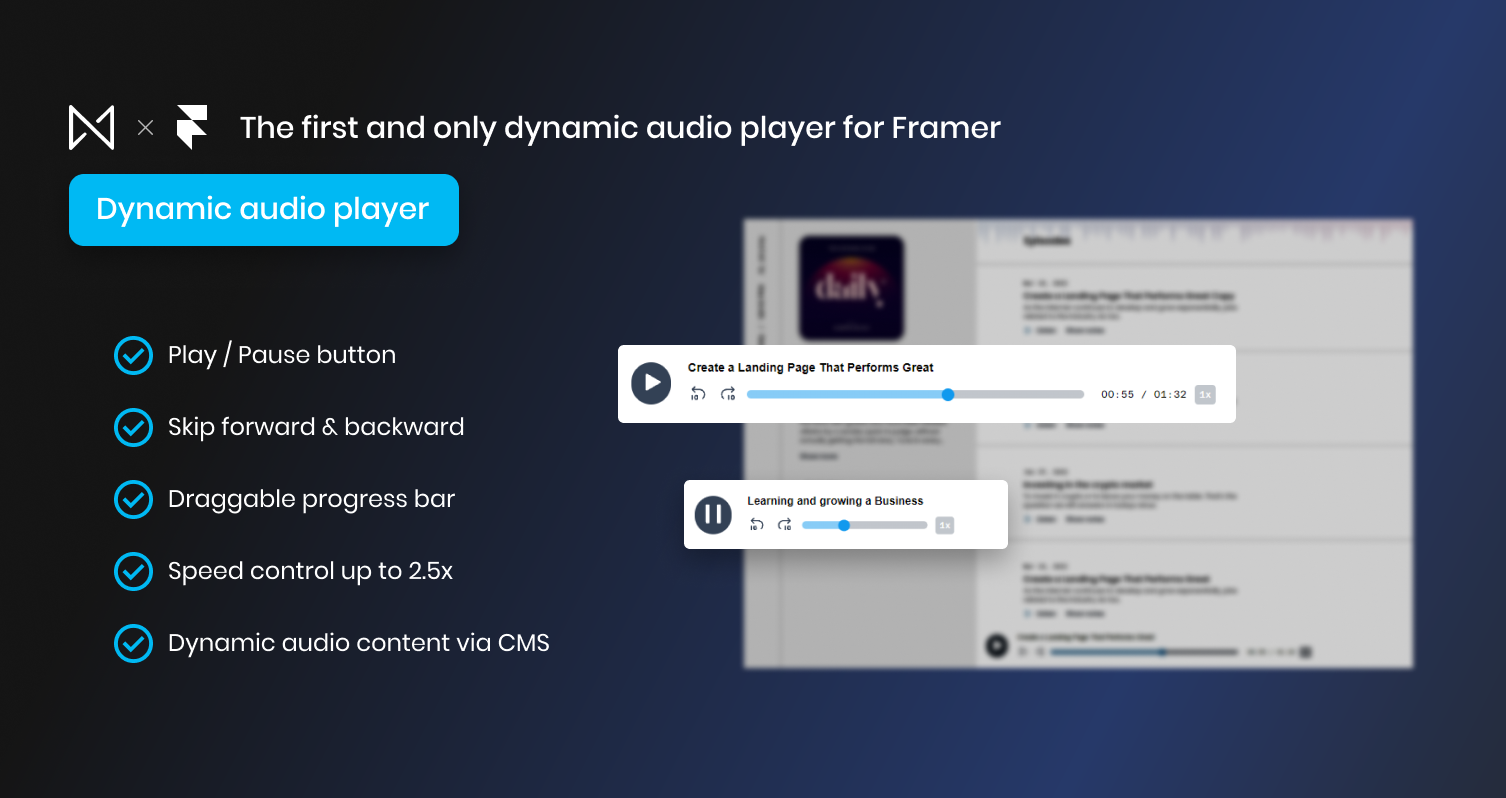 팟 캐스트 - Framer 용 All-In-One Podcast 웹 사이트 템플릿 미디어 4