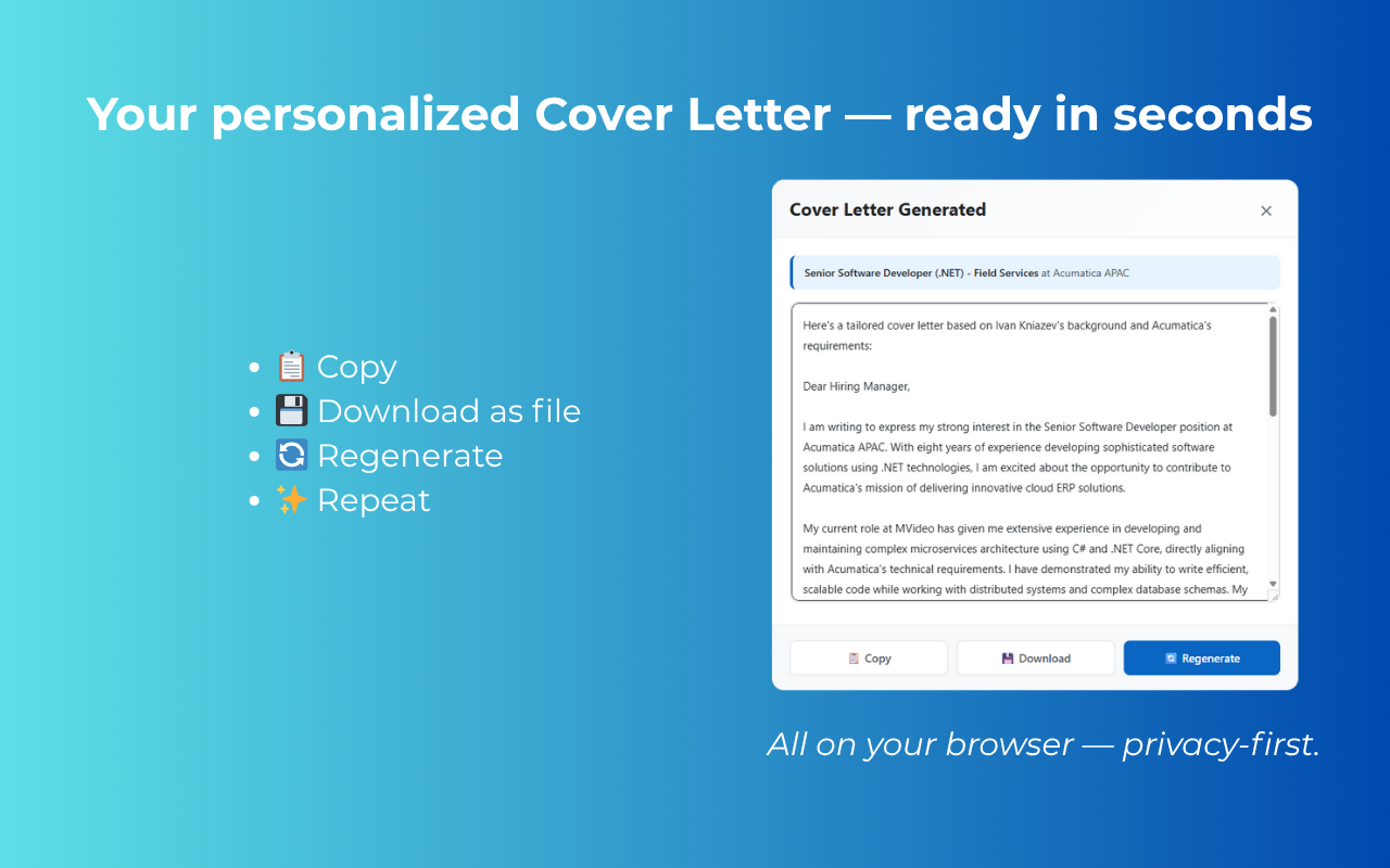 AI Cover Letter for LinkedIn gallery image