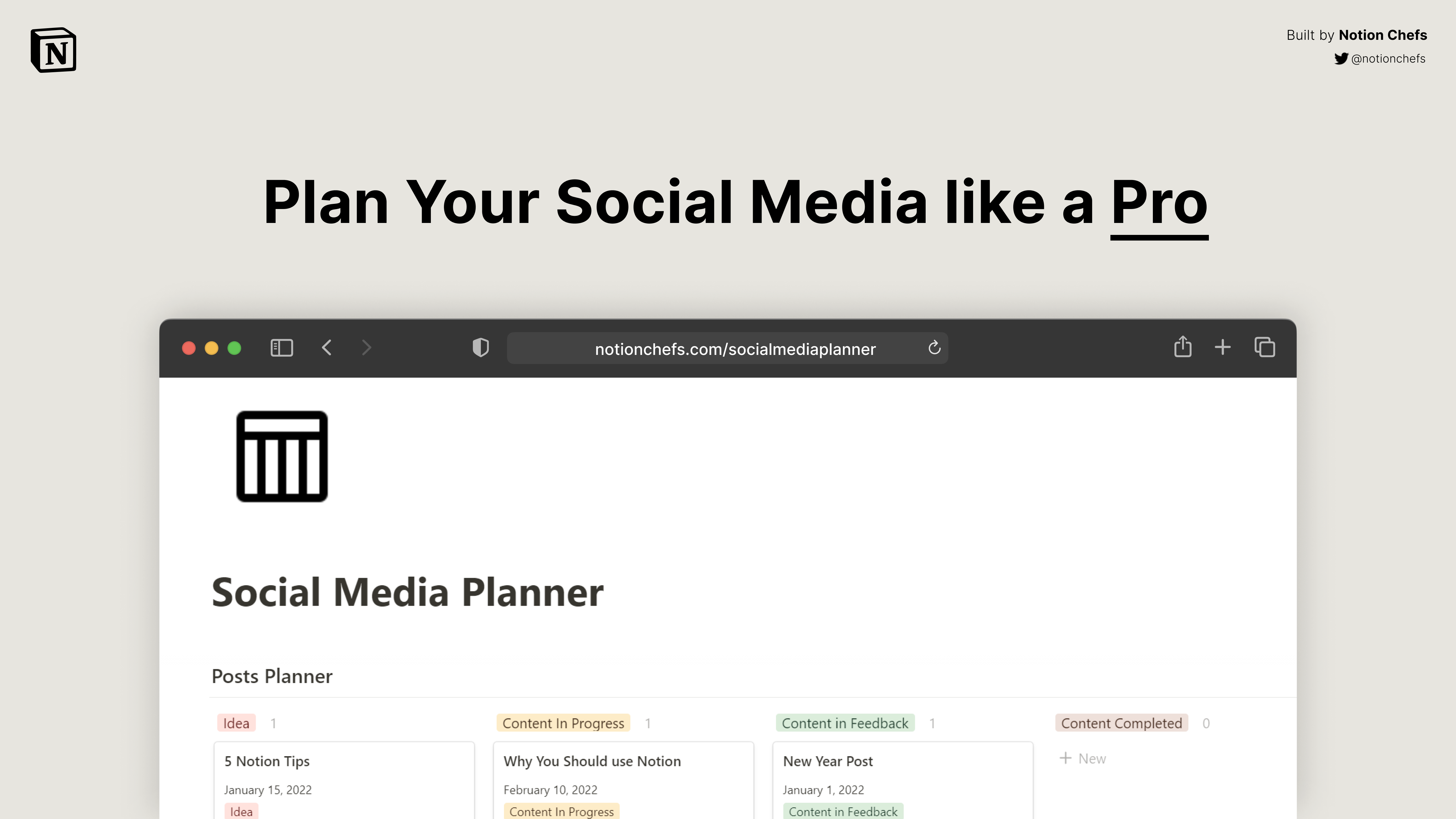 NotionChefs Social Media Planner gallery image