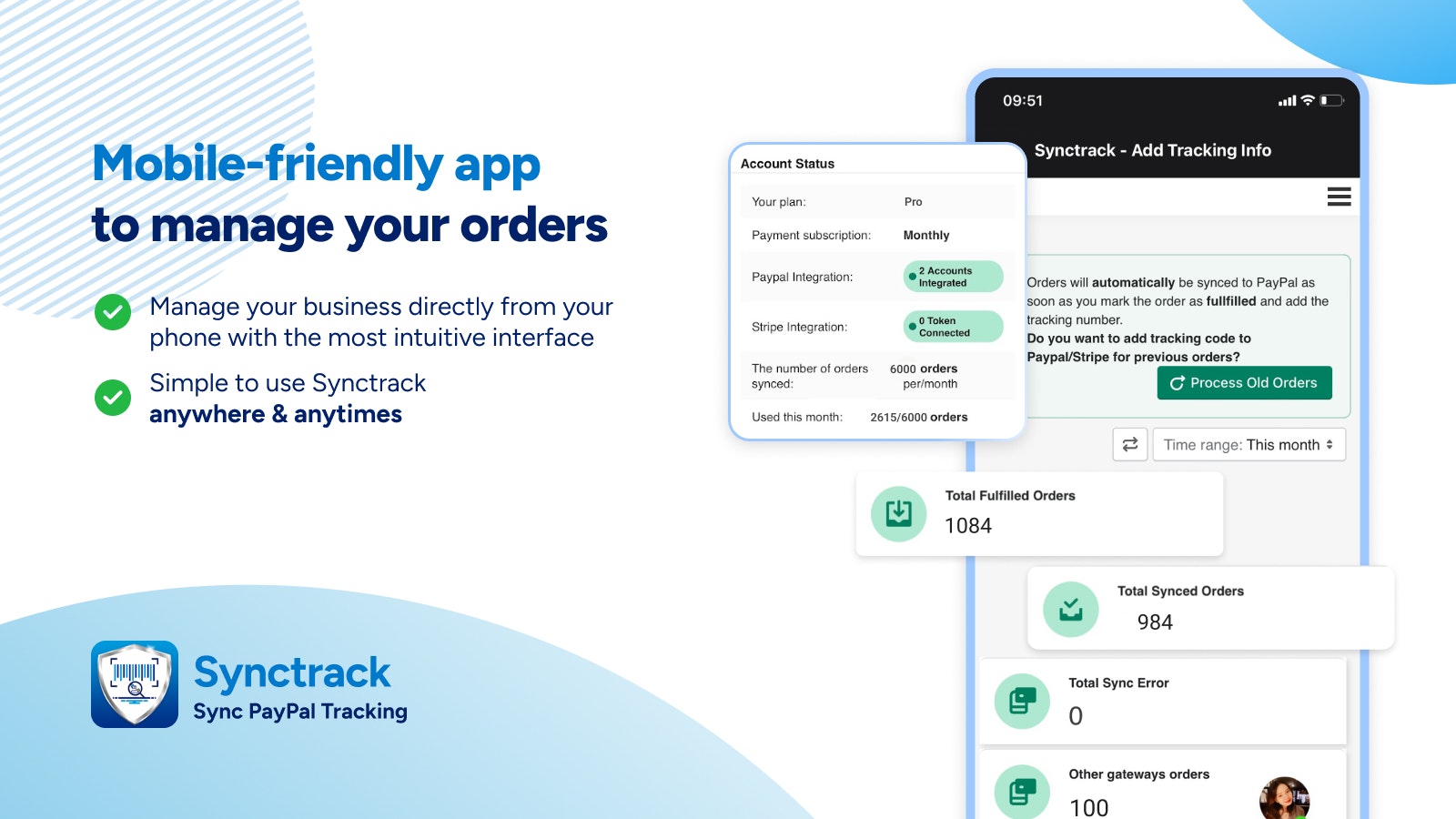 Synctrack PayPal 추적 동기화 - 자동 동시 페이팔 추적 정보 및 스트라이프. 미디어 6