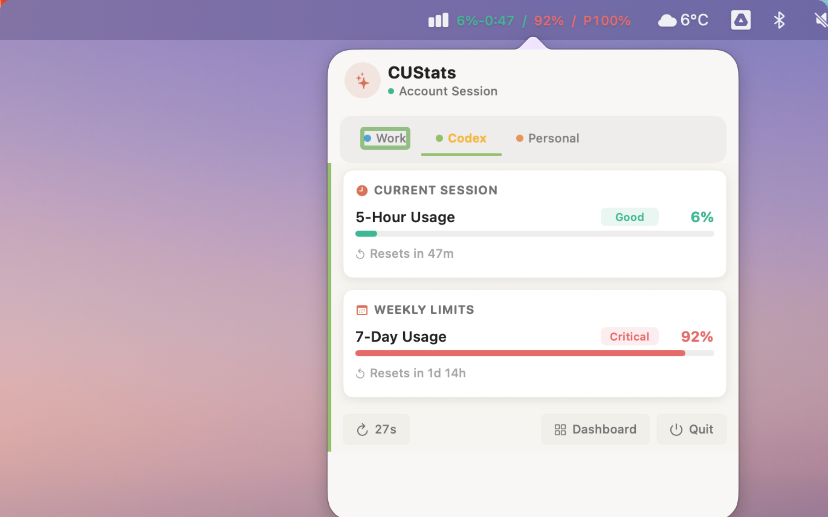 CUStats - Track Claude & Codex Usage - Screenshot 2 showing product features and functionality