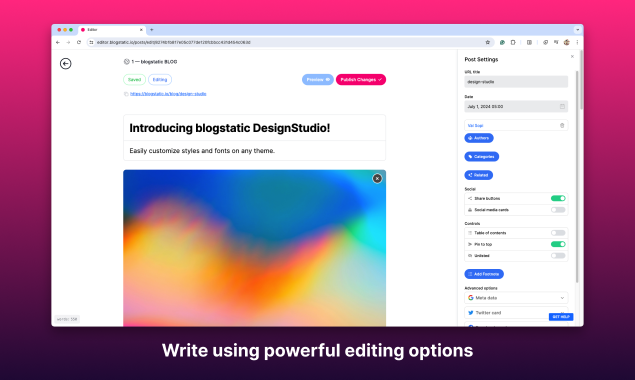 Média blogstatic.io - Créez un blog et stylisez-le avec DesignStudio 5