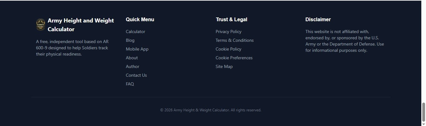 Army Height and Weight Calculator gallery image