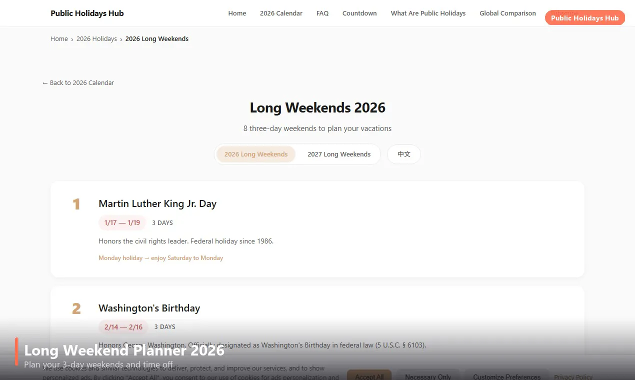 Public Holidays Hub gallery image