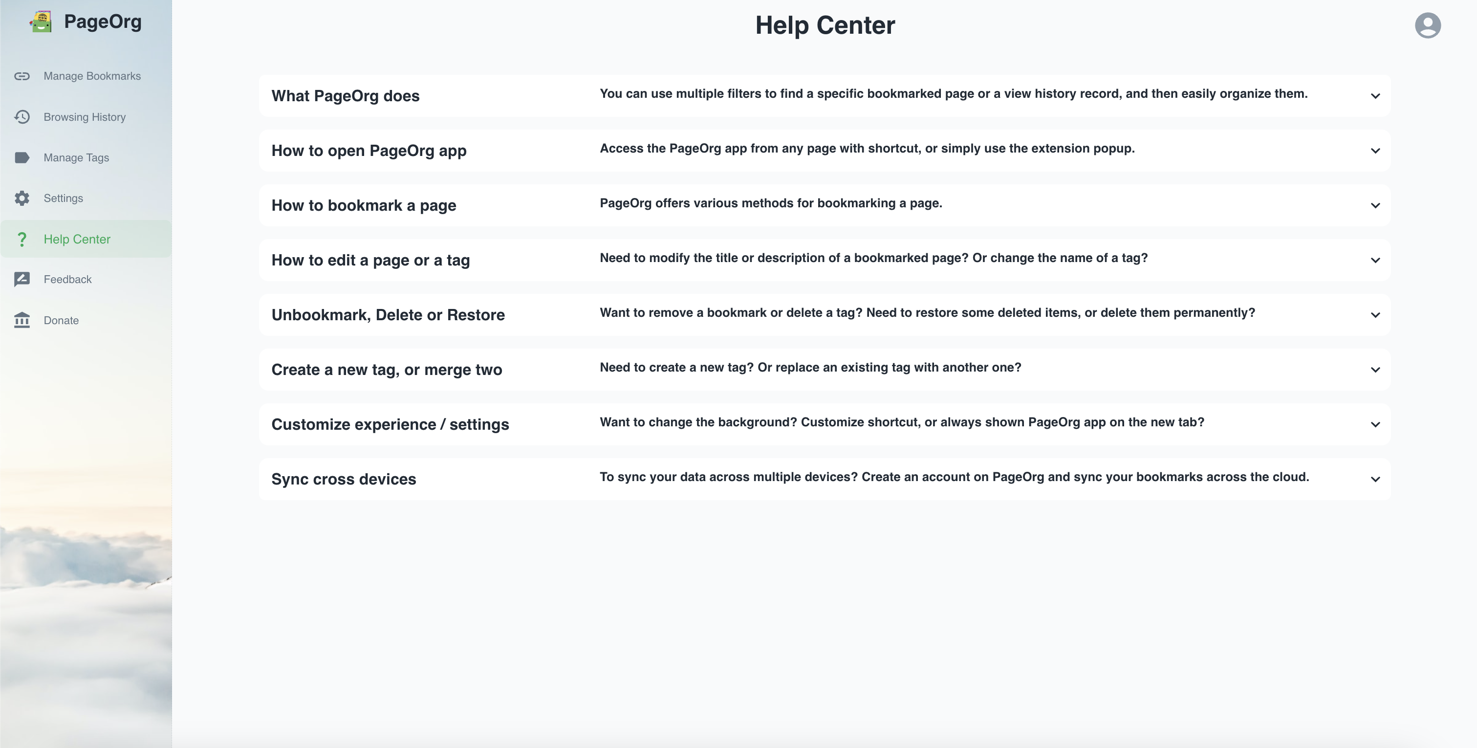 Média Pageorg |Bookmark & ​​ViewHistory Manager 7