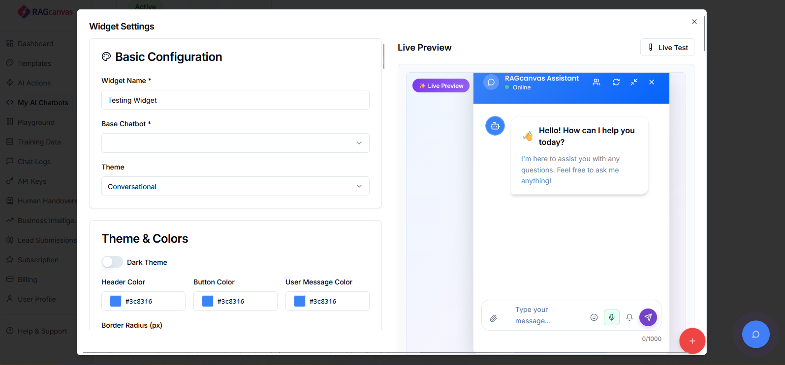 RAGcanvas Enterprise AI Chatbot Platform gallery image