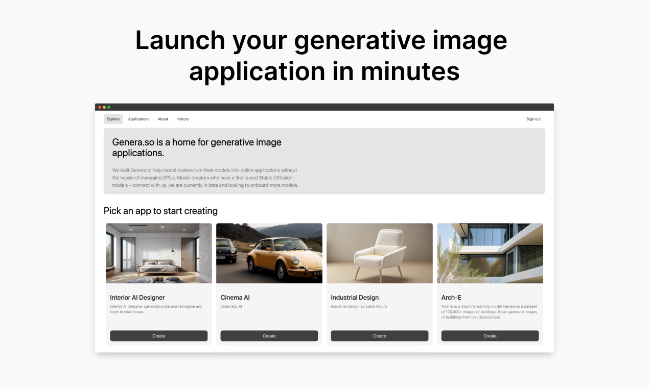 startuptile Genera-Launch generative image applications in minutes