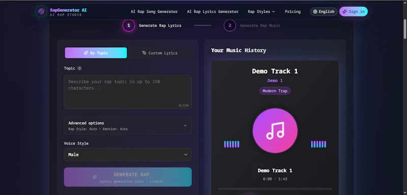 RapGenerator AI screenshot 2