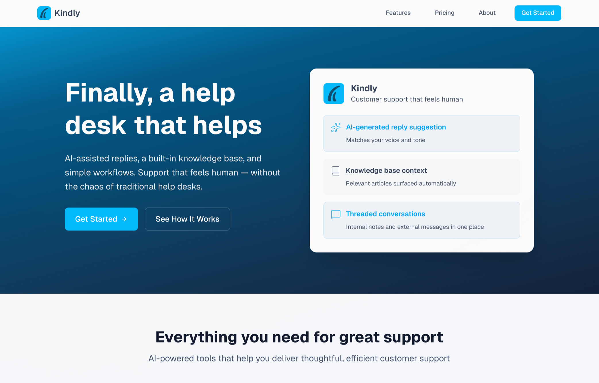 Kindly - Main product screenshot demonstrating key features and user interface
