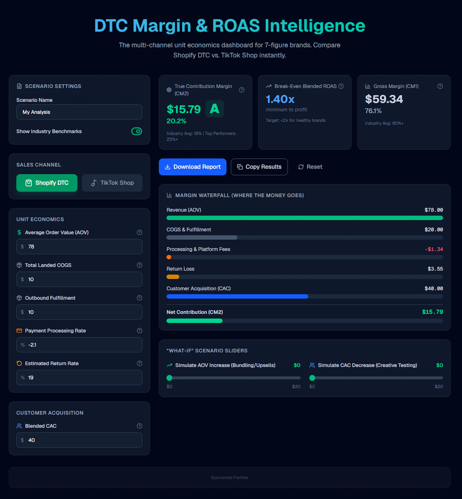 DTC Margin Calculator screenshot 2