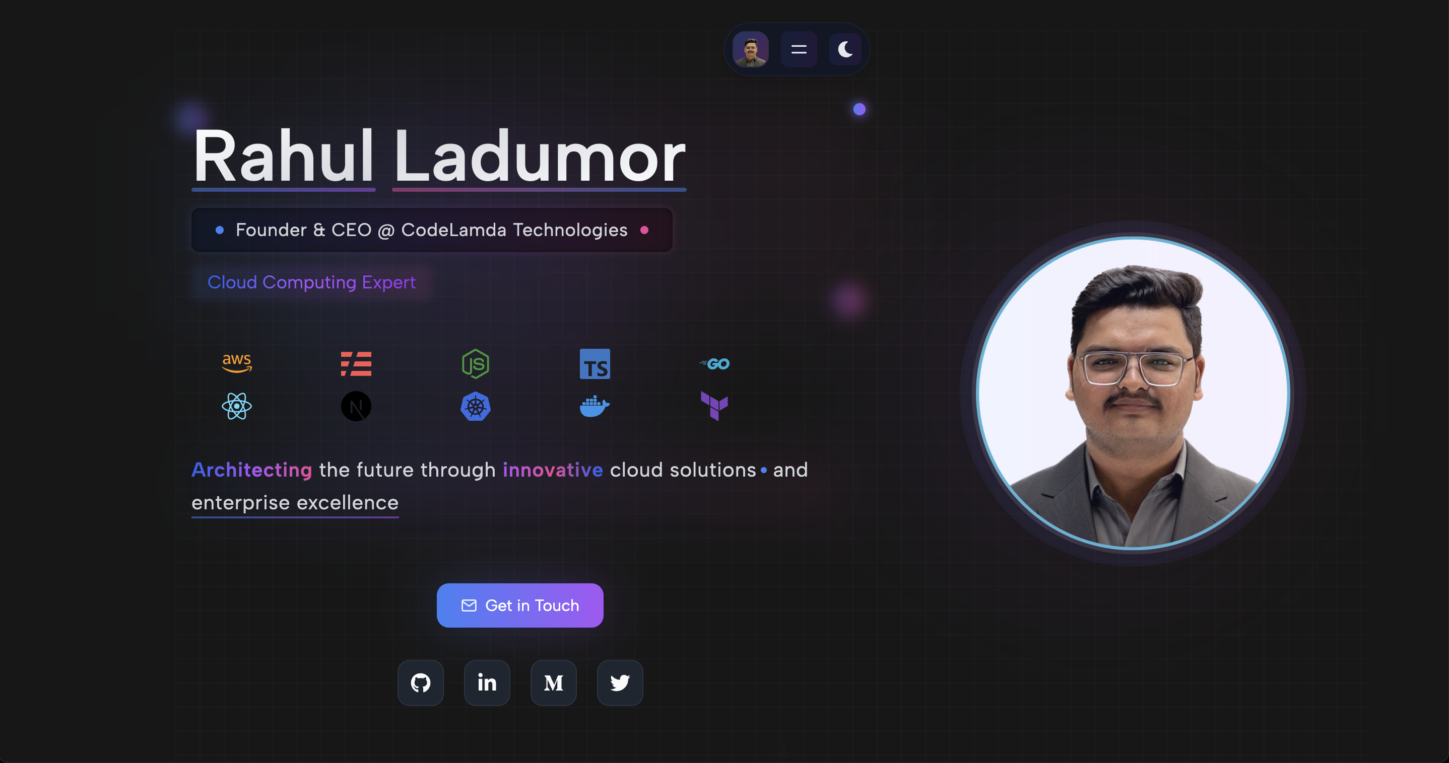 Rahul Ladumor-投资组合 - 高级完整堆栈云开发人员|节点JS和AWS |DevOps媒体1